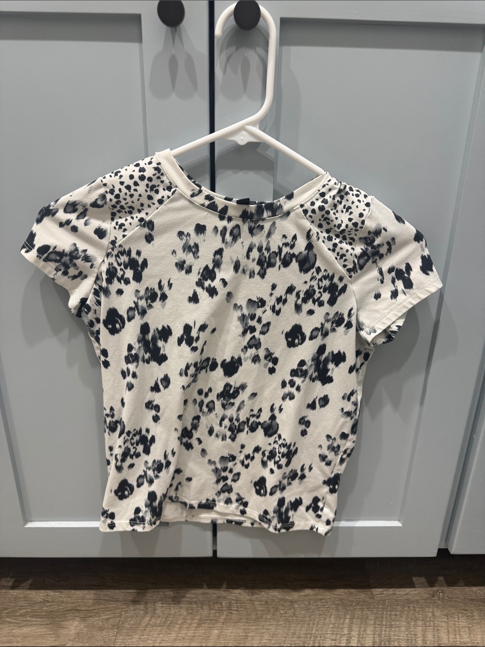 Daytrip White Short Sleeve Tee with Black Abstract Spots